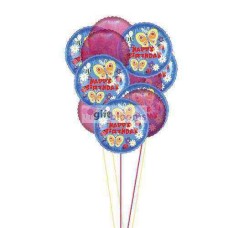 Ballons rosâtres disant joyeux anniversaire (Ballons 6-Mylar et 6-Latex)