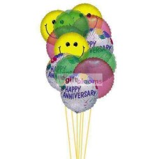 Ballons anniversaire Smiley (Ballons 6-Mylar and 6-Latex)