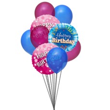 Bouquet de beaux ballons joyeux anniversaire (6-Mylar and 6-ballons en latex)