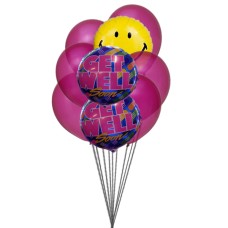 Bunch of smile with Get well Soon Balloons (Ballons 6-Mylar et 3-Latex)