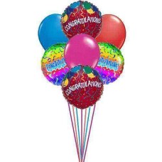 Félicitations avec des ballons (6 ballons en latex et 6-Mylar)