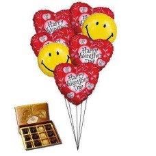 Smiley coeur ballons avec des chocolats