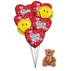 Ballons coeur heureux avec teddy