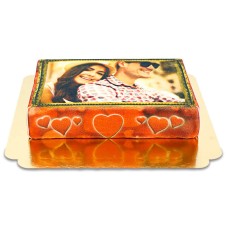 Cake-Photo Frame Theme Hearts (Small ((20x14 cm) 6 parts))
