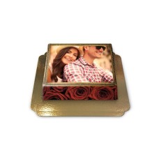 Gâteau de cadre photo thème de roses rouges (moyen)