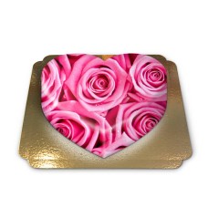 Heart-shaped "Pink" Rose Cake (Medium ((25×24 cm)10 slices))