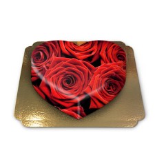 Heart Shaped Red Roses Cake (Medium ((25×24 cm)10 slices))