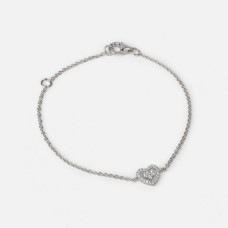 Bracelet chaîne en argent sterling avec breloque coeur et pierres zircones cubiques