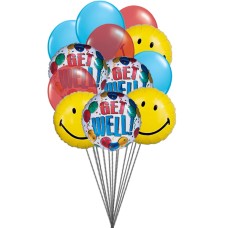 Ballons smiley Getwell (3 ballons en latex et 3 ballons en Mylar)