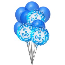 Bleu pour les garçons (6 mylar et 6 ballons en latex)