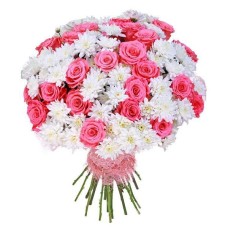 Bouquet De Chrysanthèmes Blancs Et Roses Roses