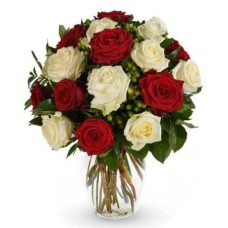 Bouquet de roses rouges et roses