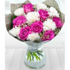 Vase Roses Et Oeillets