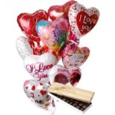 10 Ballons Mylar En Forme De Coeur Et Boîte De Chocolats