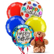 Ballons en mylar en forme de coeur, ours en peluche et boîte de chocolats Lindt