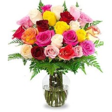 Deux douzaines de roses assorties