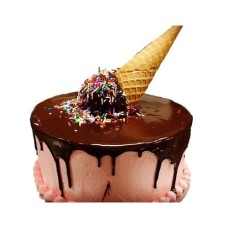 Cornet De Crème Glacée Sur Gâteau Au Chocolat-8
