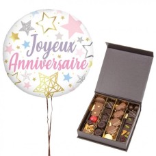 Chocolat et ballon d'anniversaire (25 NOMBRE DE CHOCOLATS)