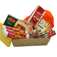 Panier de bonbons belge avec biscuits, chocolat et nougat