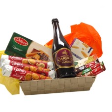 Panier de bonbons avec bière belge Carolus Classic