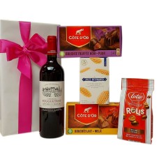 Vin Français Grand Cru, Chocolat Belge Et Goodies En Cadeau
