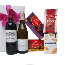 Duo De Vins Français, Chocolat Belge Et Goodies En Cadeau