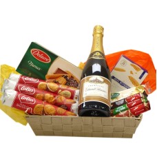 Panier de bonbons belge avec champagne Premier Cru