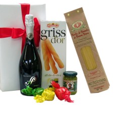 Paquet cadeau italien avec pâtes et friandises