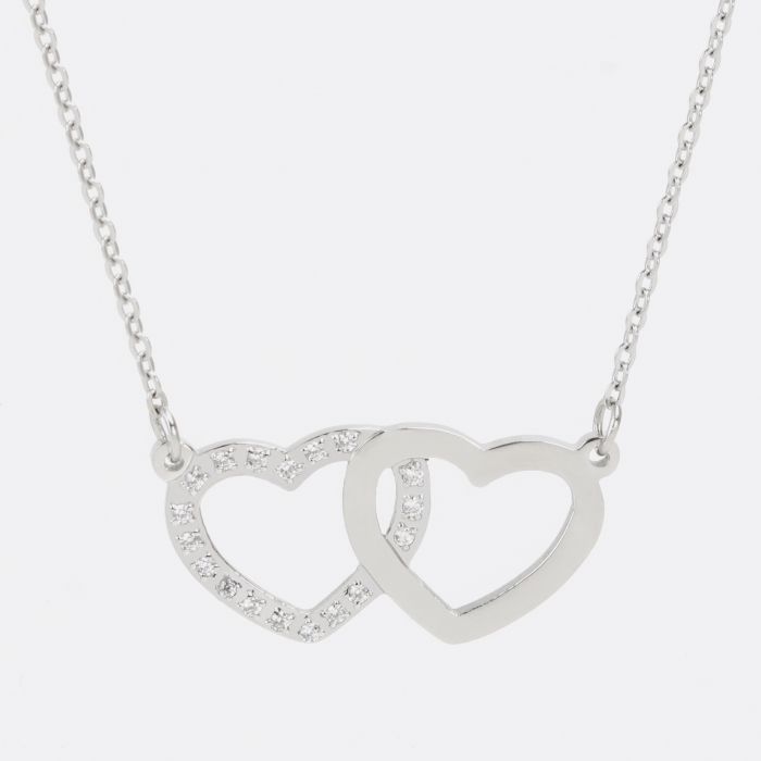 Pendentif double cœur en acier inoxydable
