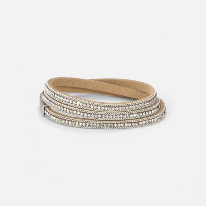 Enveloppez le bracelet beige magnétique avec des pierres