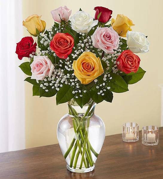 Rose Elegance™ Premium Long Stem Assorted Roses (12 Stems Assorted)