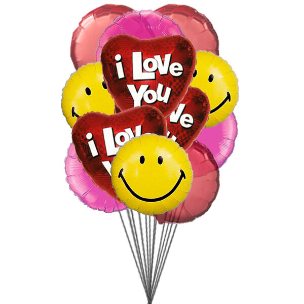Ballons coeur rouge et rose (6 ballons Mylar)