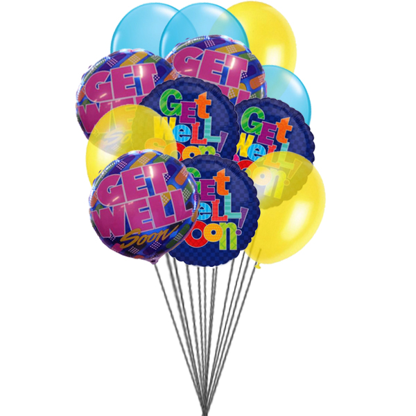 Bouquet de ballons Get well Soon (3 ballons en latex et 3 ballons en Mylar)