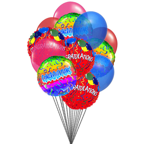 Félicitations avec des ballons (6 ballons en latex et 3-Mylar)