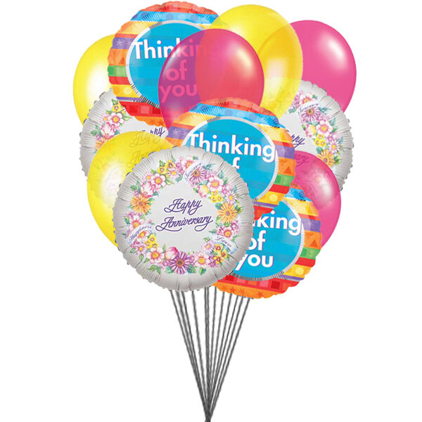 Penser aux ballons d'anniversaire (3 ballons en latex et 3 ballons en mylar)