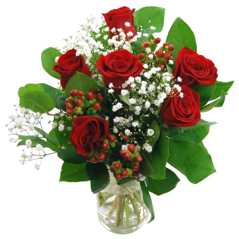 Vase 6 roses rouges