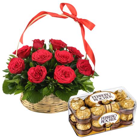Roses rouges avec Ferrero