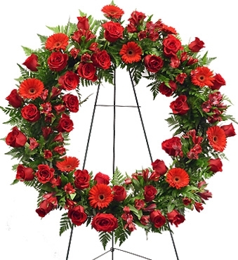 Red Rose and Gerbera Wreath (Large)