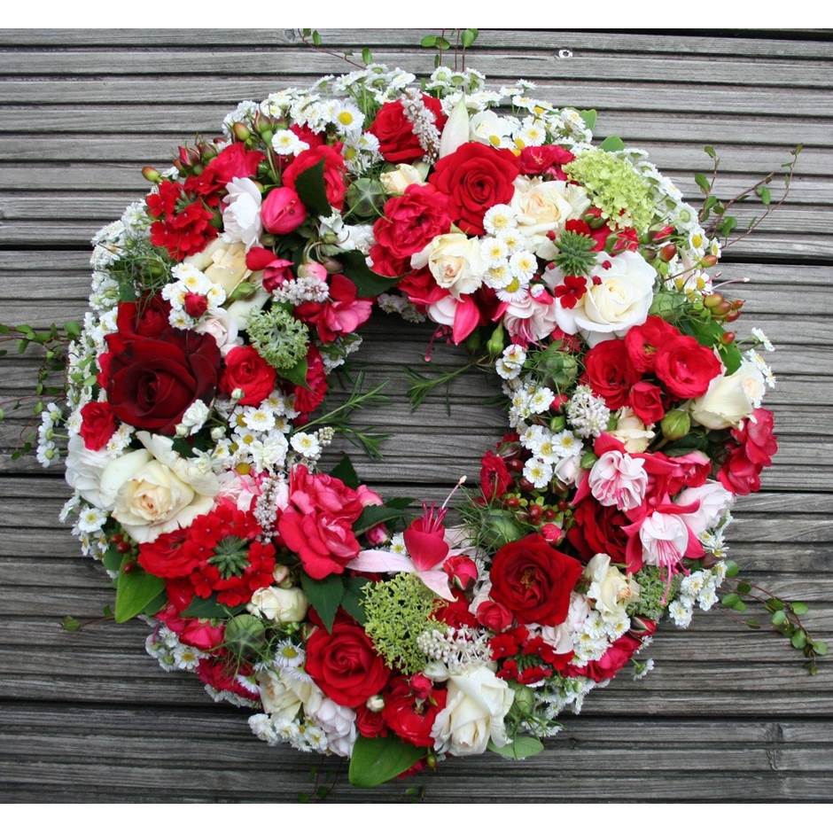Couronne blanche mortuaire blanche