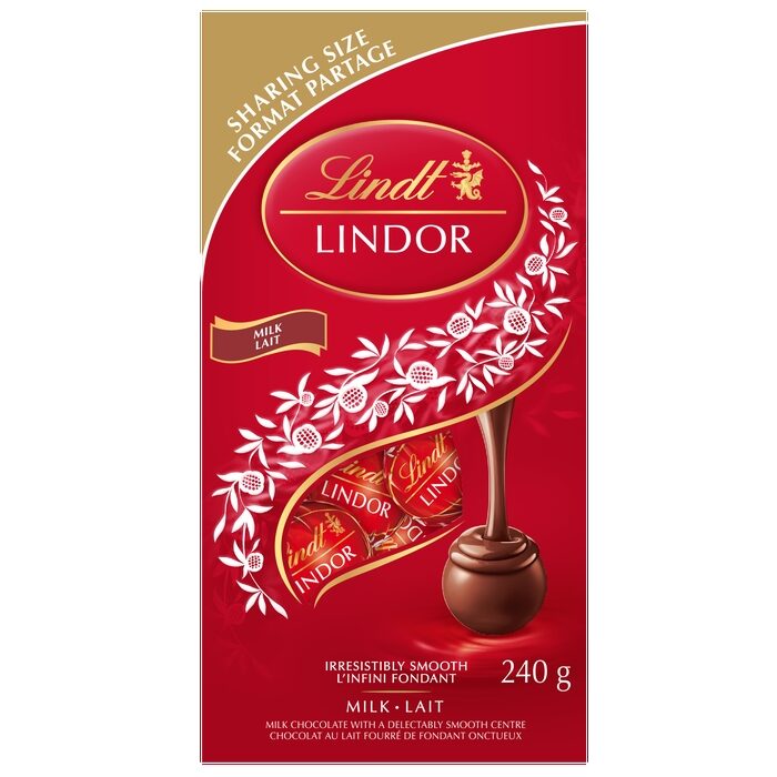 Truffes au chocolat au lait Lindt Lindor, sac de 240 grammes