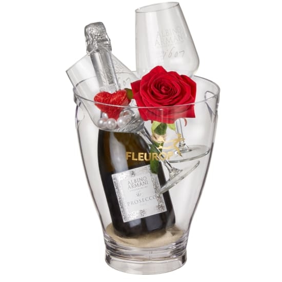 Je t'aime: Prosecco Albino Armani Doc (75 Cl) Incl. Seau à glace et deux verres «Connaisseur»