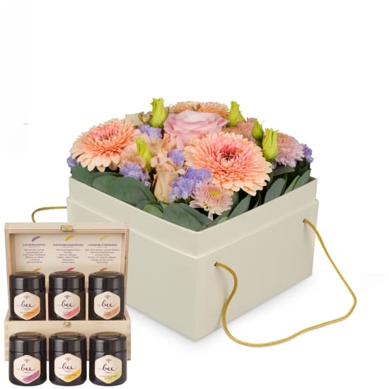 Boîte à Fleurs «Barcelona» (15 Cm) Avec Coffret Cadeau Miel