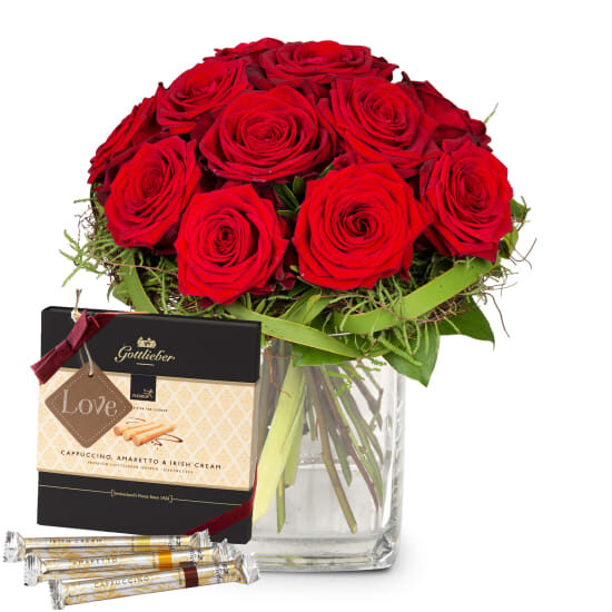Small Pearl Of Roses With Gottlieber Hã¼Ppen And Hanging Gift Tag «Love» (Minimum)