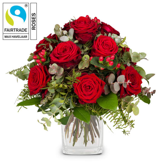 Je t'aime avec Fairtrade Max Havelaar-Roses (minimum)